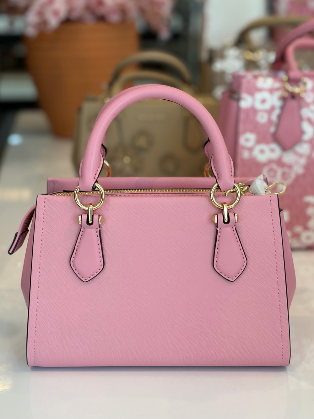 MICHAEL KORS Marilyn Small Floral Embellished Satchel Carnation - Picture 5 of 13